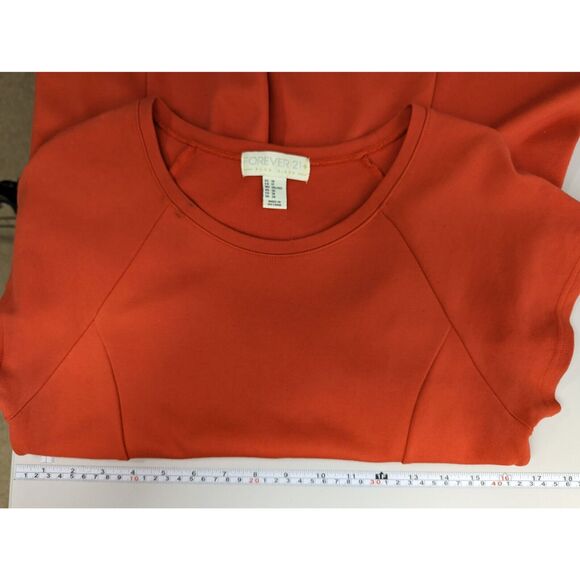 Forever21 Womens Fit & Flare Mini Dress Size 1X Short Sleeve Scoop Neck Orange - Picture 7 of 8